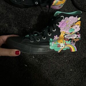 Converse Black High-Top Sneakers with Artistic Design